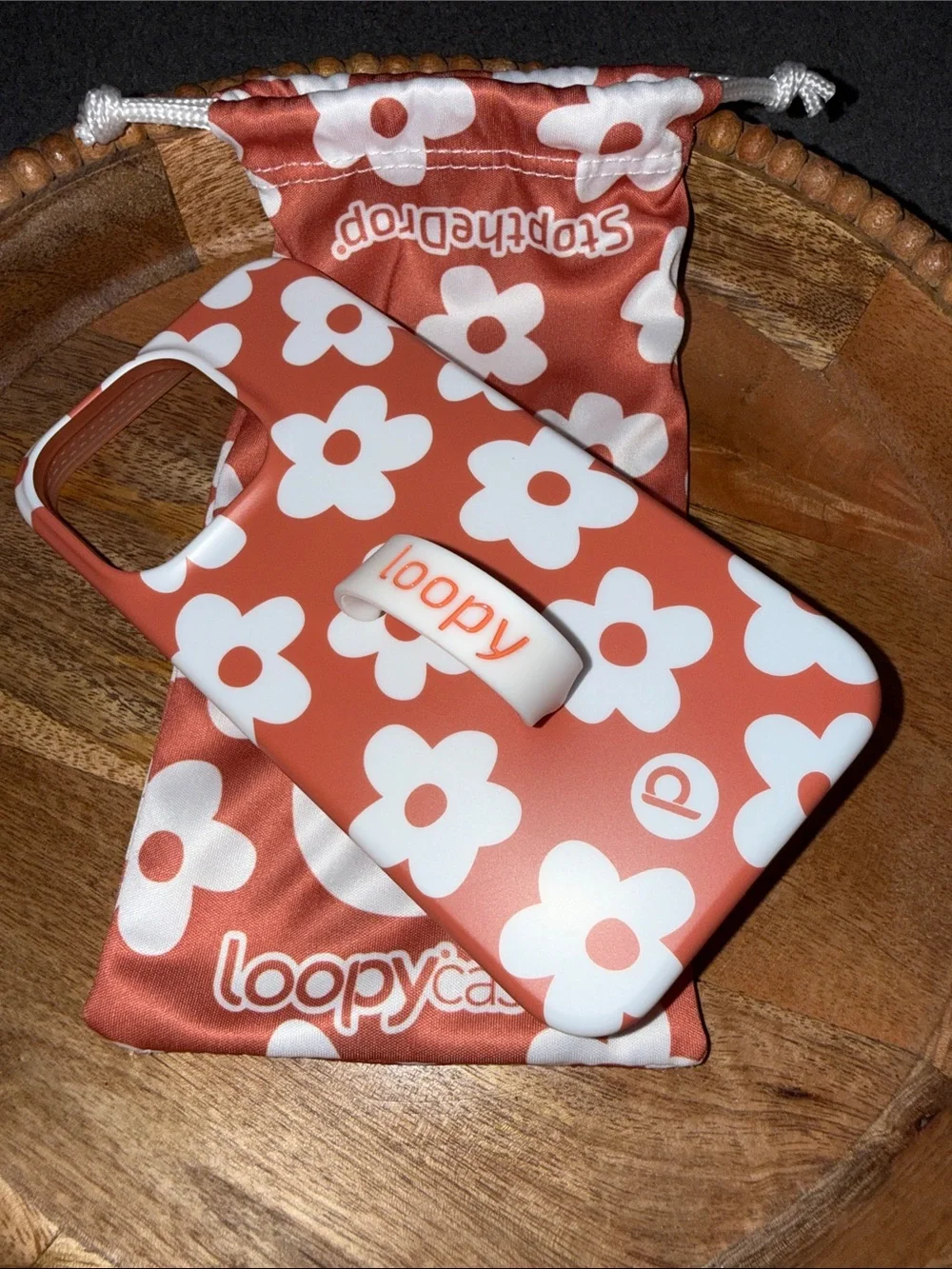 Loopy Case Coral Floral iPhone 13 Pro Case with Matching Pouch